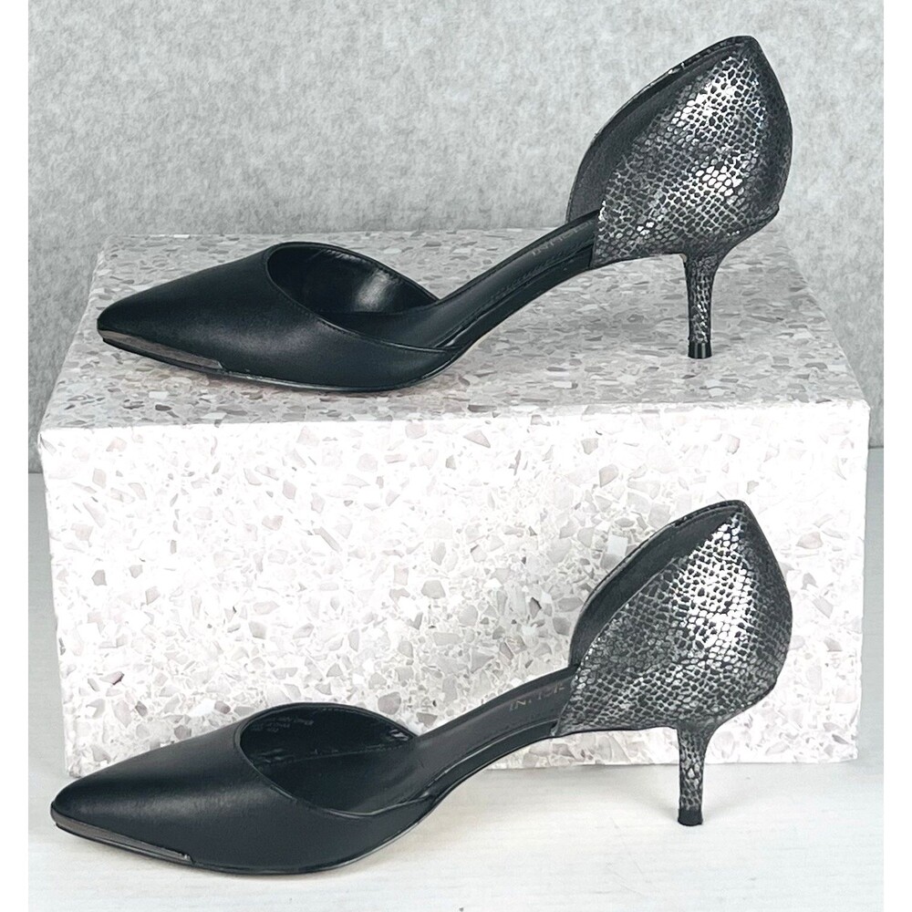 Enzo Angiolini Womens 6.5M Black Pointed Toe Kitten Heel Pumps Gothic Dressy - Picture 4 of 14